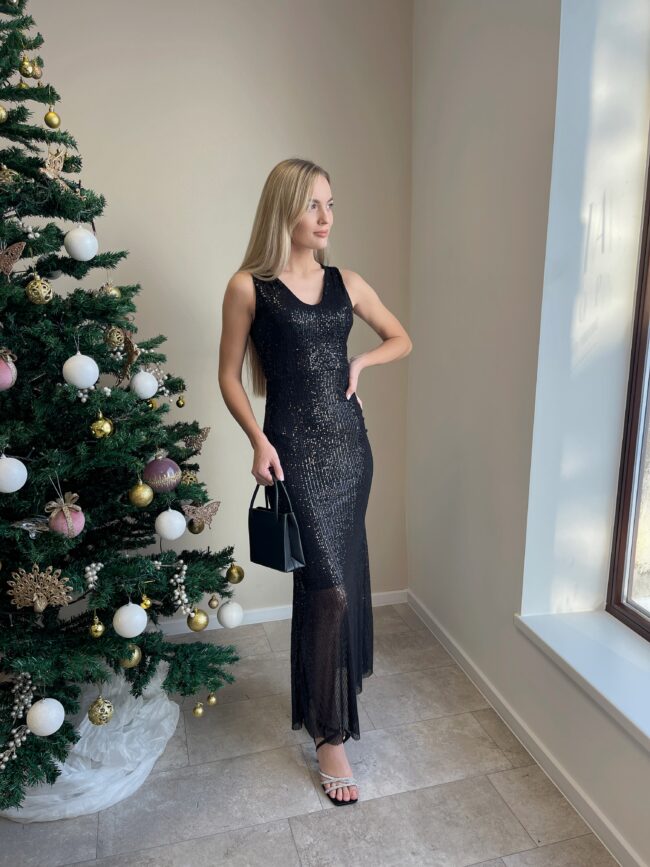 Ilga juoda suknelė “Long shiny”