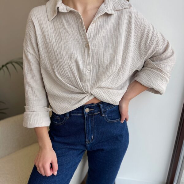 Muslino marškiniai kreminė spalva