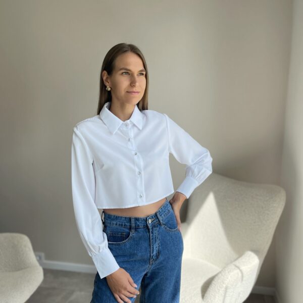 Balti trumpi marškiniai "Glowing buttons"