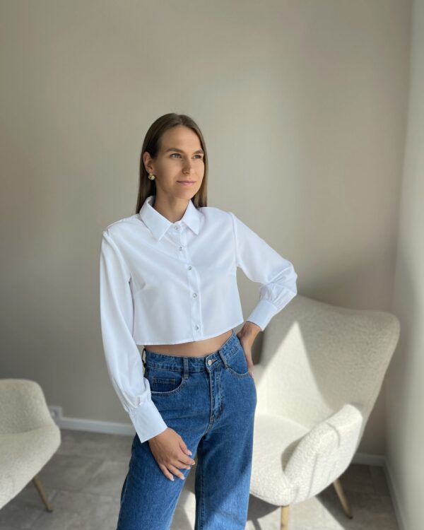 Balti trumpi marškiniai "Glowing buttons"