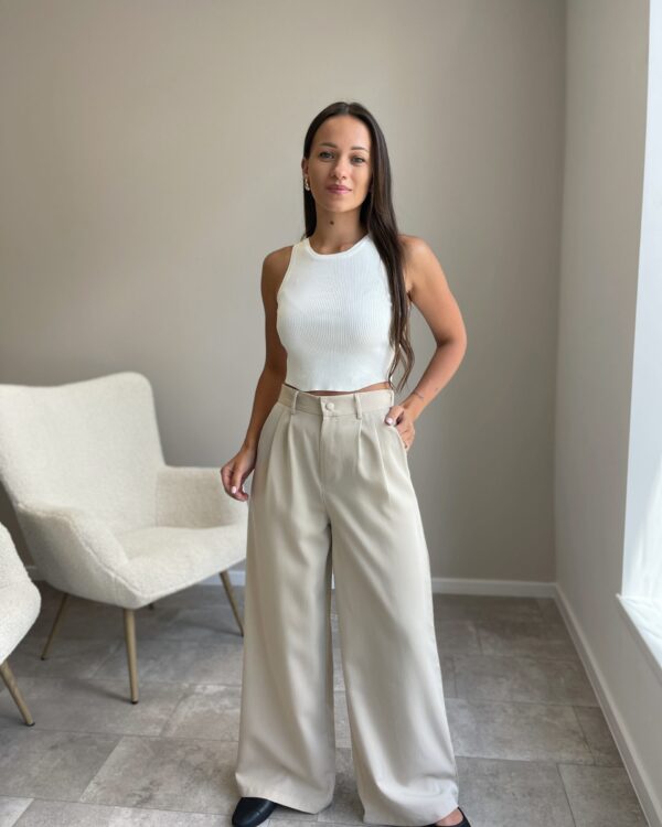 Klasikinės kelnė “Beige wide”