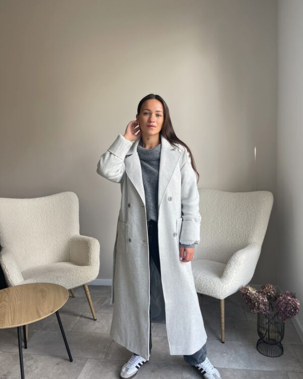 Pilkas paltas su kašmyru  (95% kašmyro)