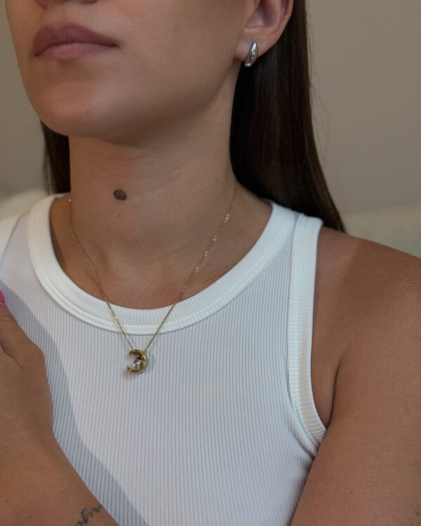 Vienguba grandinėlė su C pakabuku ir viduryje akute “Gold”