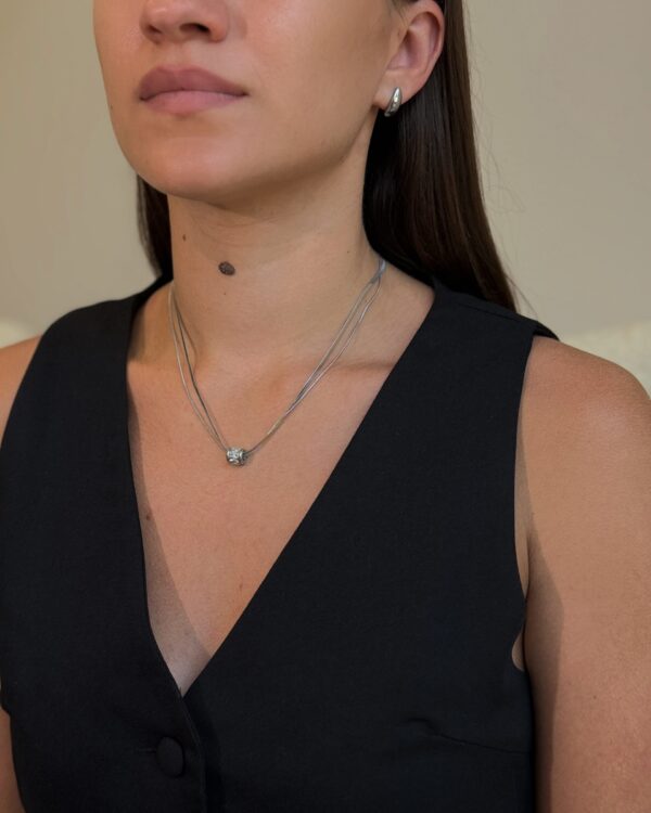 Dviguba grandinėlė su skaidriu pakabuku “Silver”