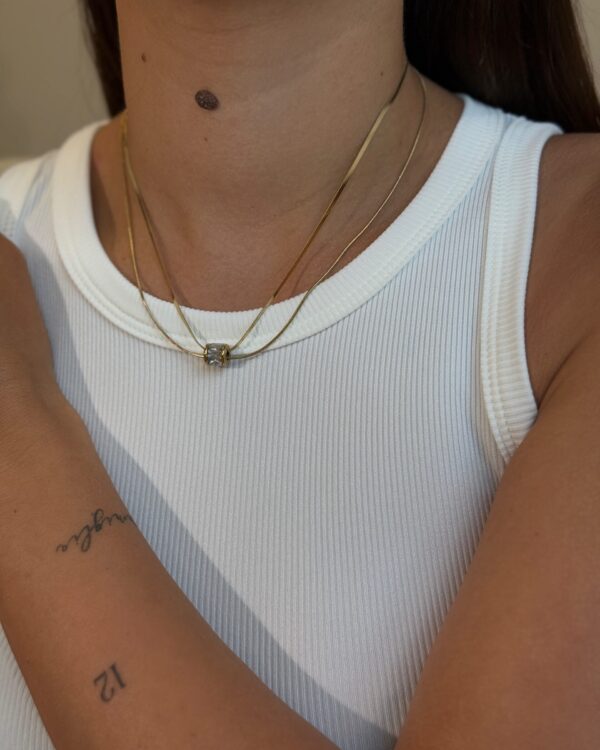 Dviguba grandinėlė su skaidriu pakabuku “Gold”