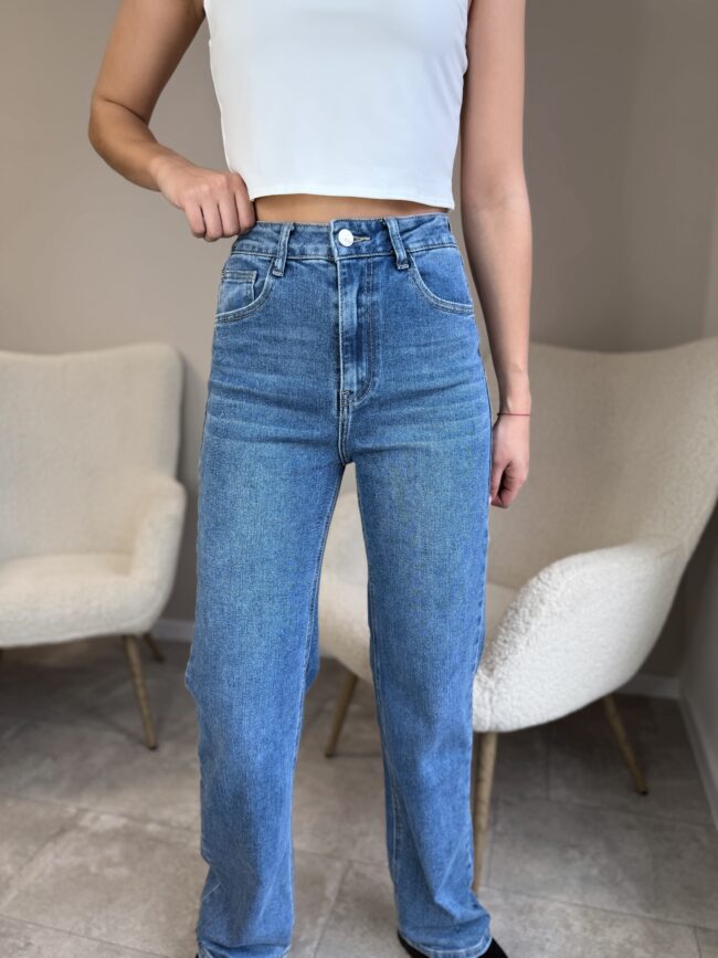 Tamprūs garinti mėlyni džinsai “Wide leg” - Image 2