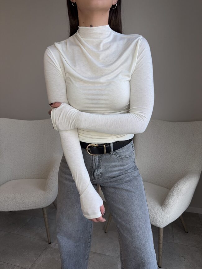 Palaidinė ilgomis rankovėmis “White soft” - Image 3