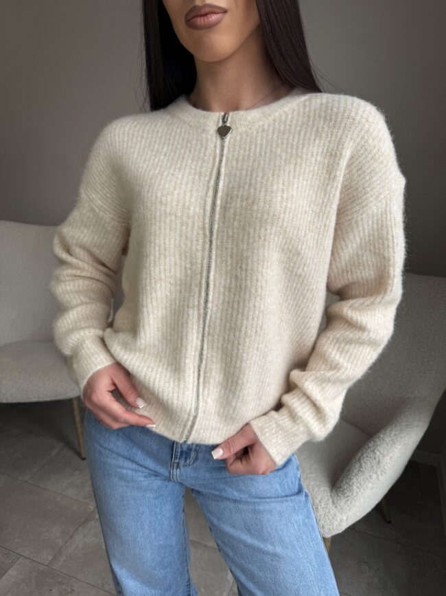 Beige megztinis su užtrauktuku - Image 3