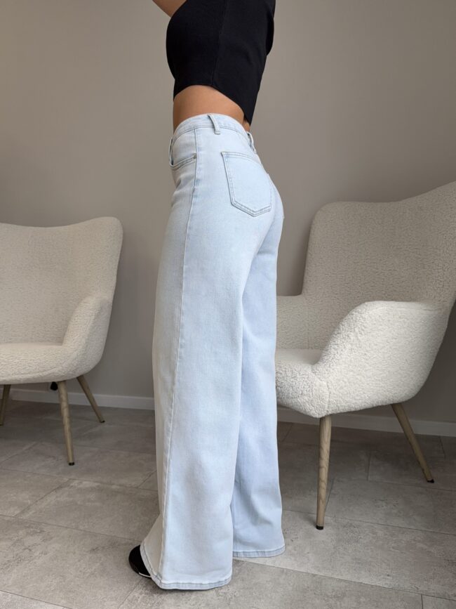 Šviesiai mėlyni platūs džinsai “WIDE LEG” - Image 2