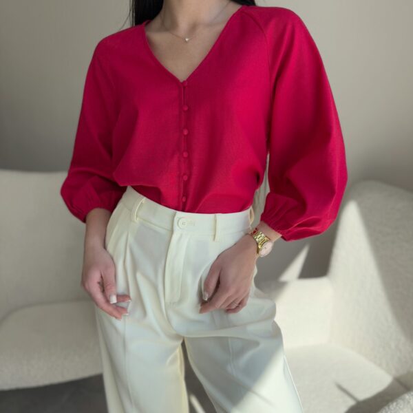 Palaidinė su linu avietinės spalvos