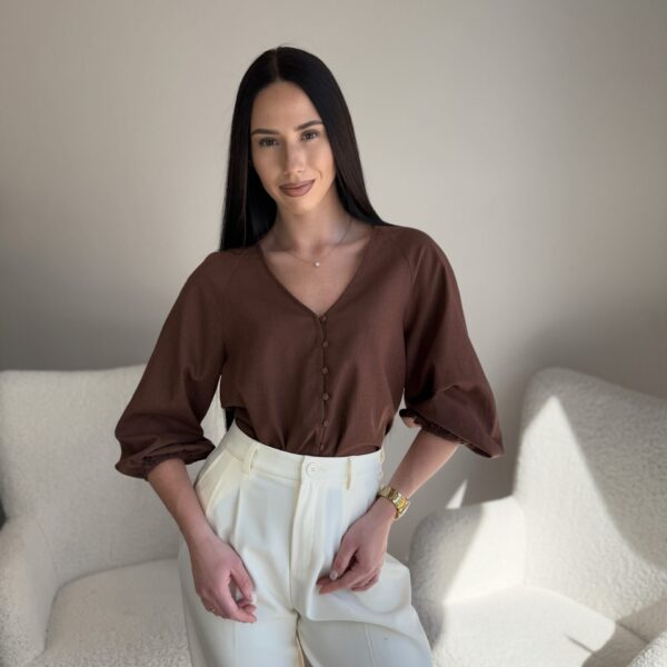 Palaidinė su linu rudos spalvos