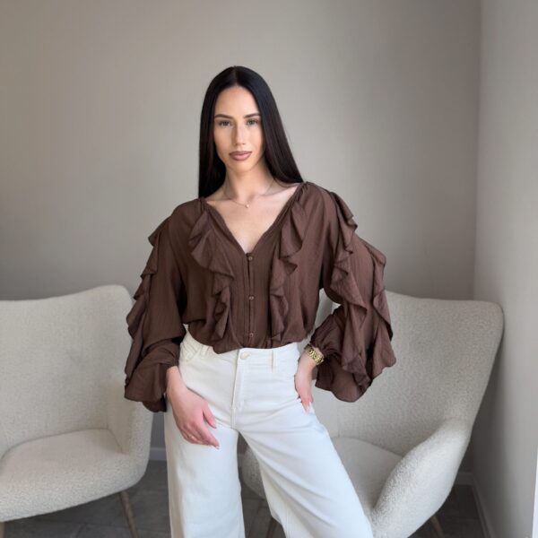 Kaubojiško stiliaus marškiniai rudos spalvos