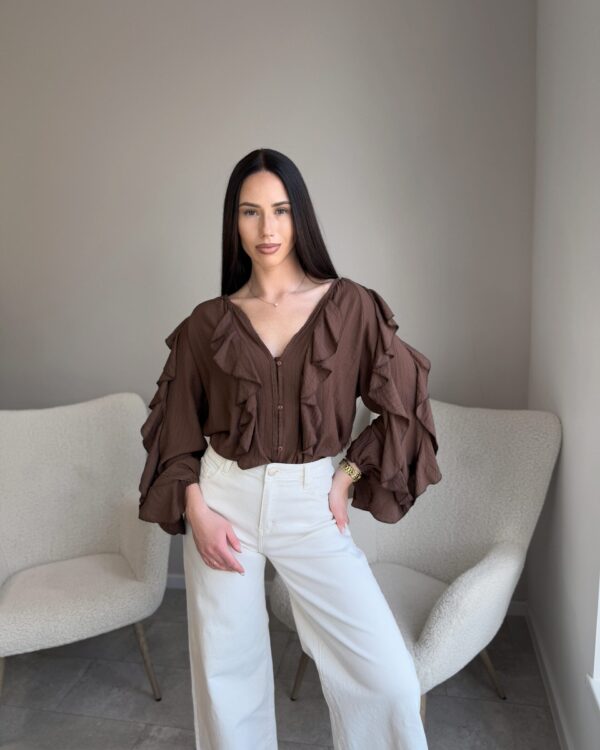 Kaubojiško stiliaus marškiniai rudos spalvos