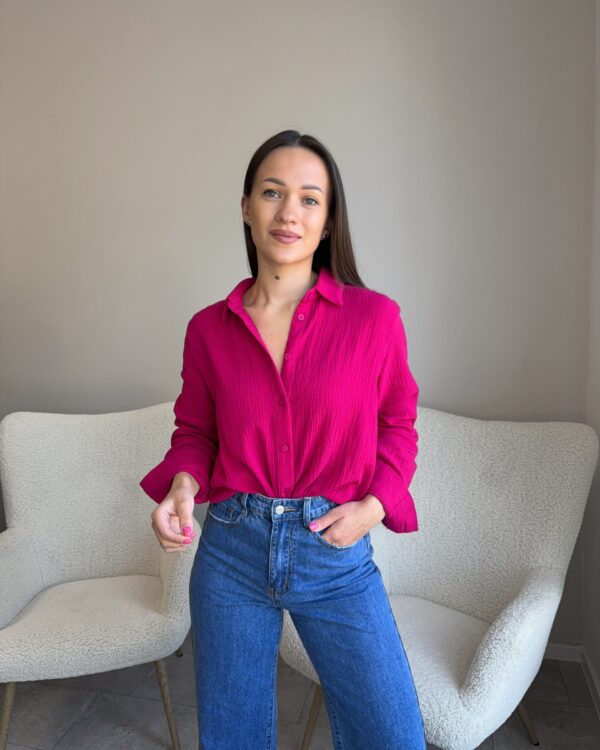 Muslino marškiniai avietinė spalva