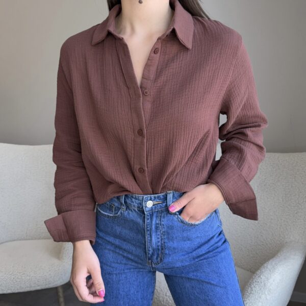 Muslino marškiniai ruda spalva