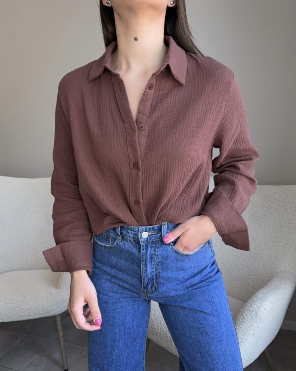 Muslino marškiniai ruda spalva