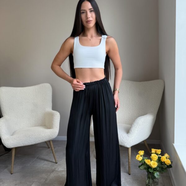 Labai ilgos viskozinės kelnės Juodos