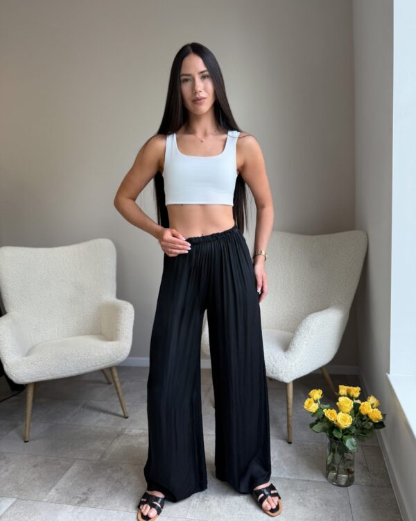 Labai ilgos viskozinės kelnės Juodos