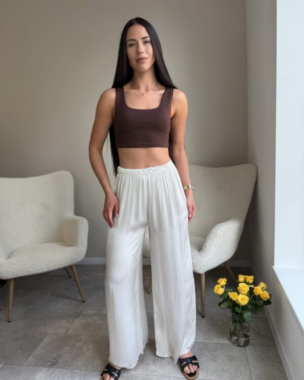 Labai ilgos viskozinės kelnės Kreminės