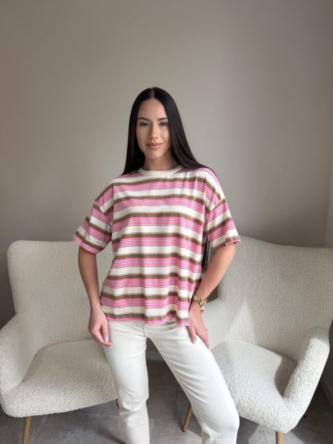 Marškinėliai “Pink striped”