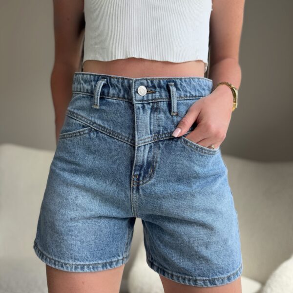 Džinsiniai mėlyni šortai Mid Blue