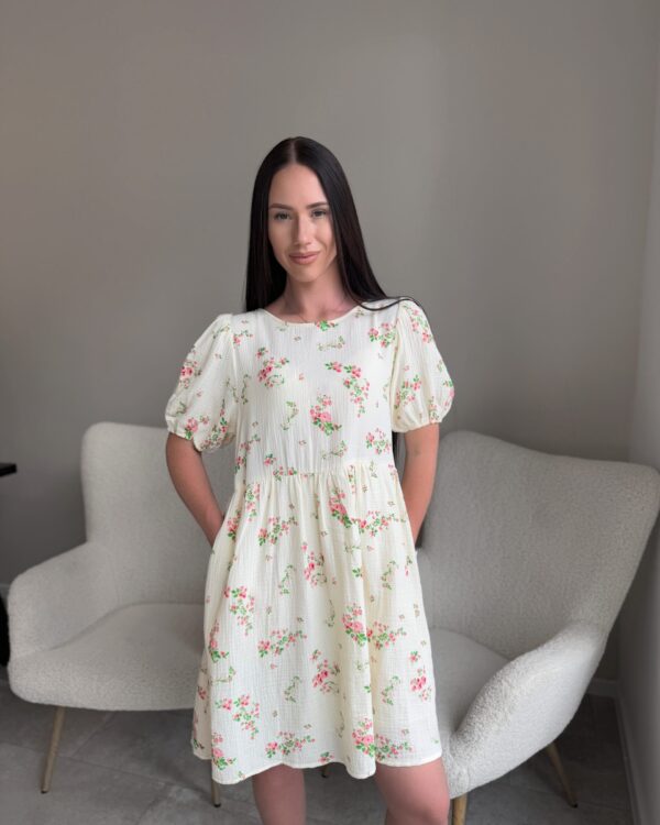 Muslino suknele Beige su kaspinais