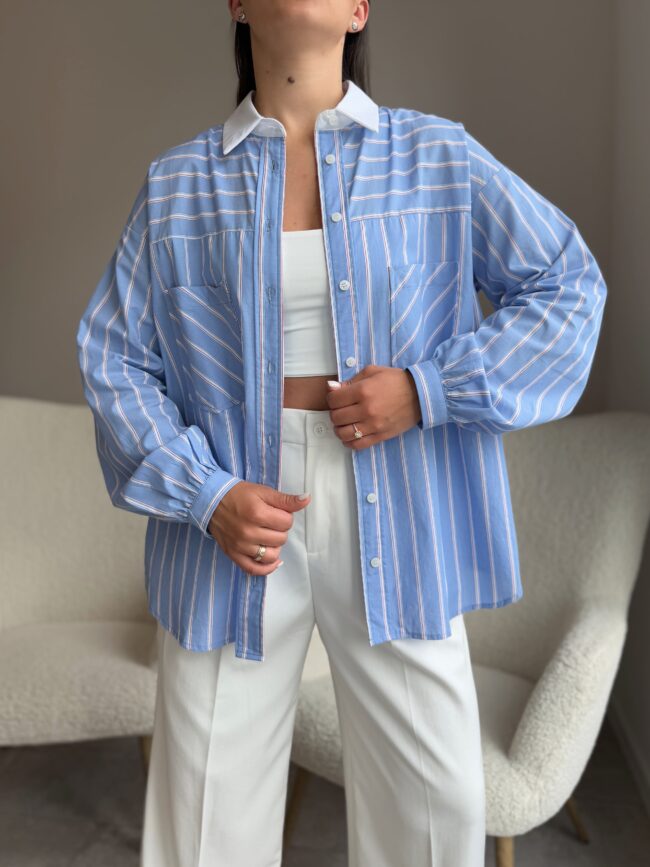 Mėlyni dryžuoti marškiniai Striped - Image 2