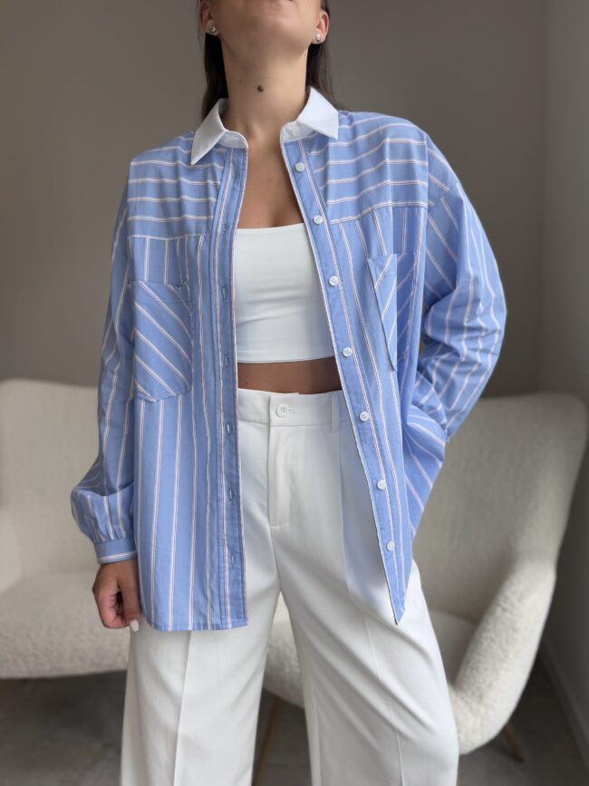 Mėlyni dryžuoti marškiniai Striped