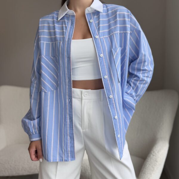 Mėlyni dryžuoti marškiniai Striped