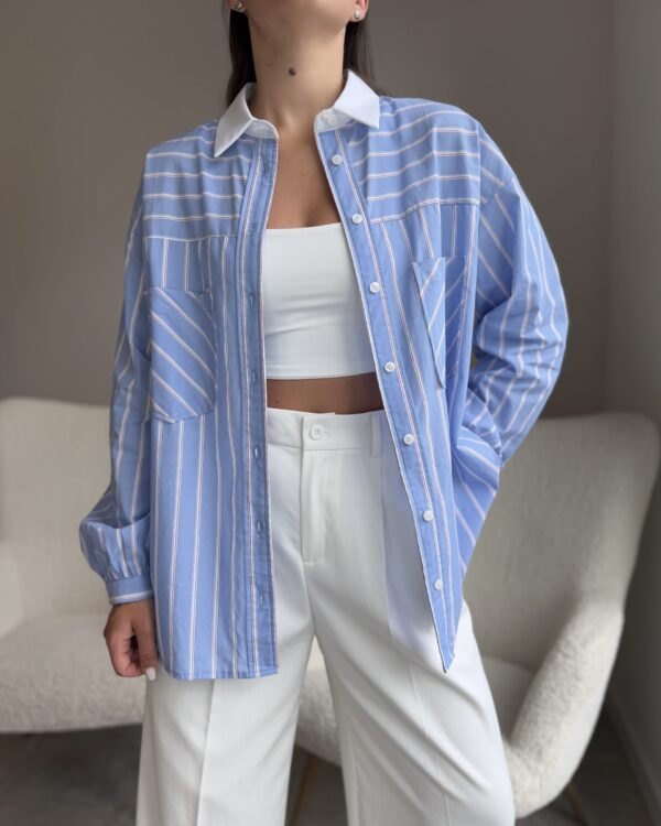 Mėlyni dryžuoti marškiniai Striped