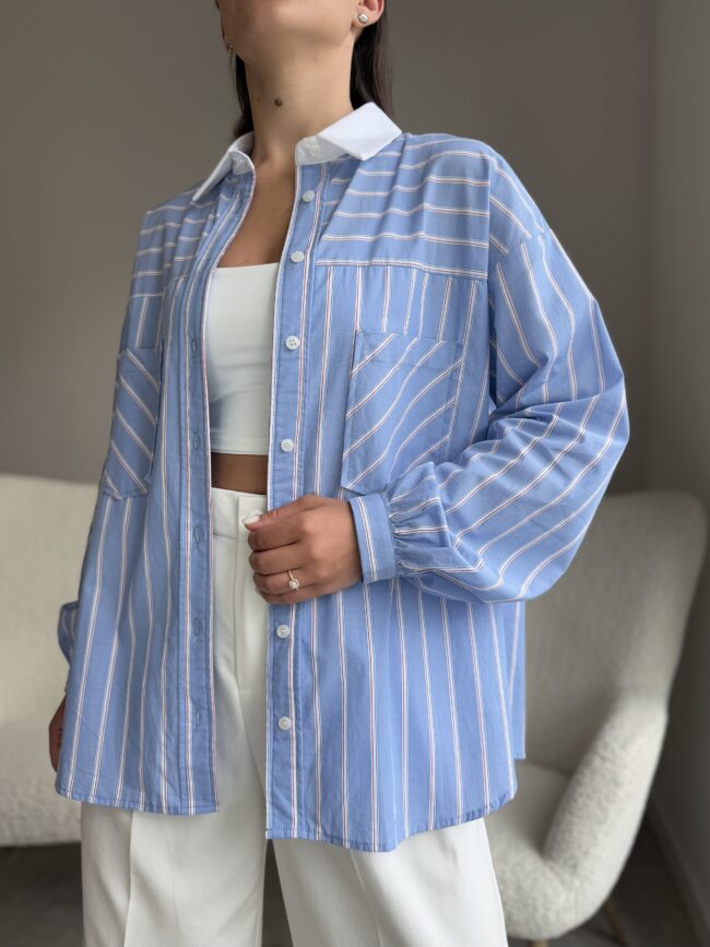 Mėlyni dryžuoti marškiniai Striped - Image 3