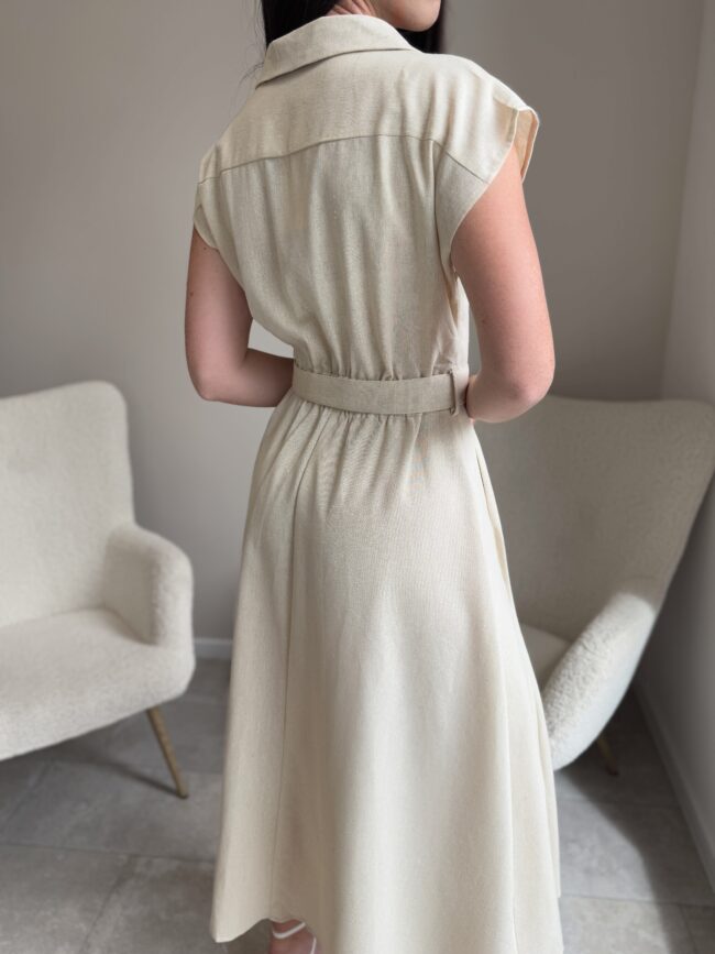 Ilga Beige suknelė su dirželiu - Image 3