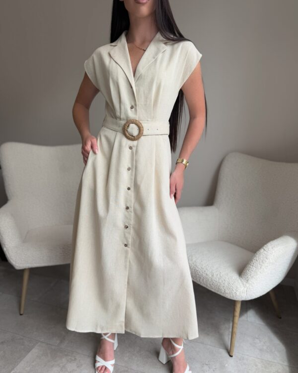 Ilga Beige suknelė su dirželiu