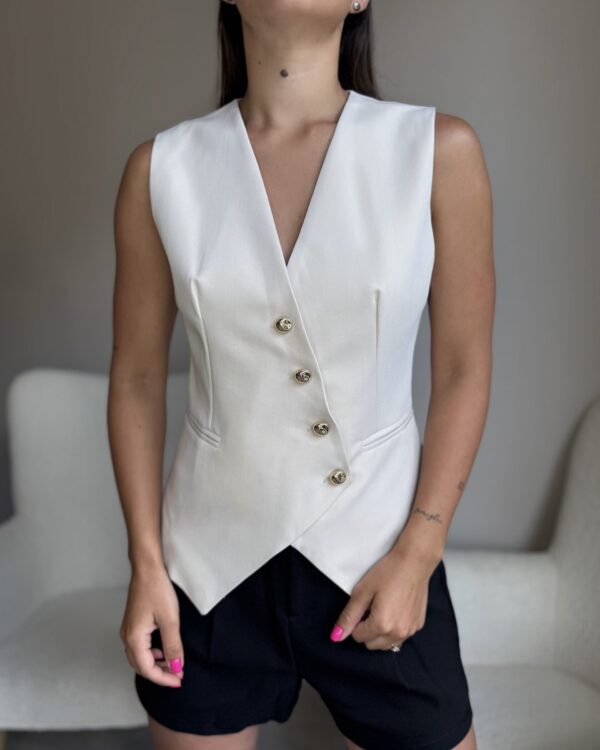 Klasikinė liemenė auksinėmis sagomis Beige spalva