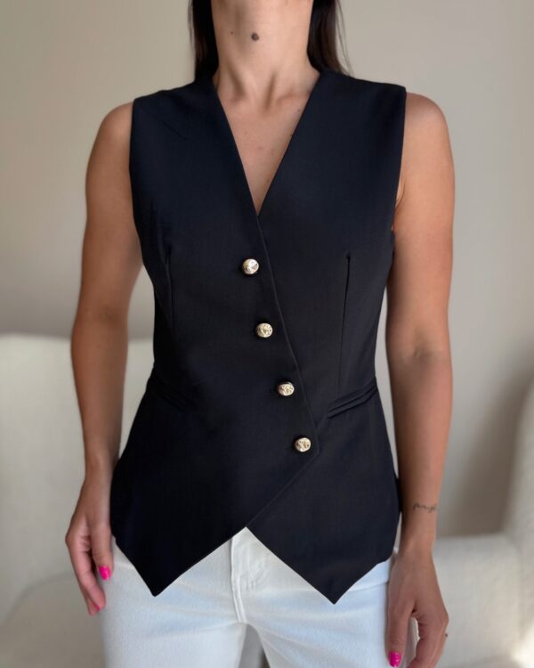 Klasikinė liemenė auksinėmis sagomis Juoda spalva