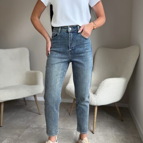 Mėlyni džinsai old Mom Fit