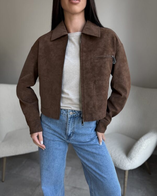 Rudas švarkelis su užtrauktuku