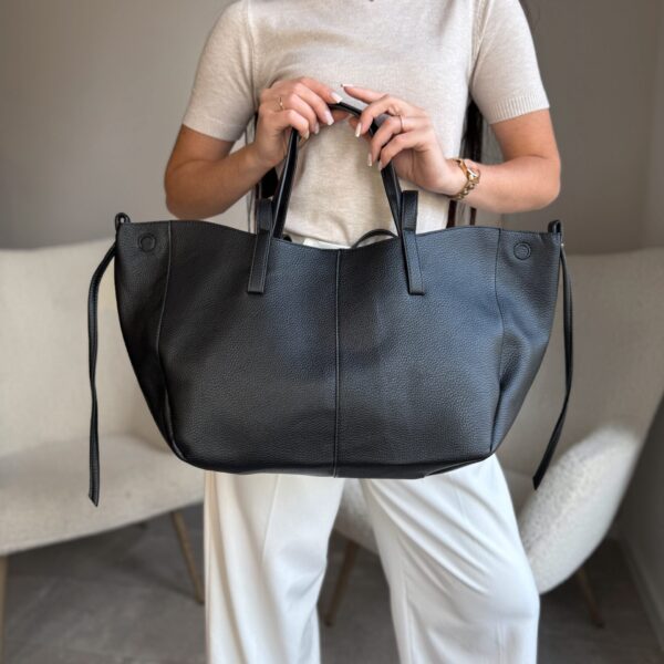 Elegantiška juoda shopper tipo rankinė