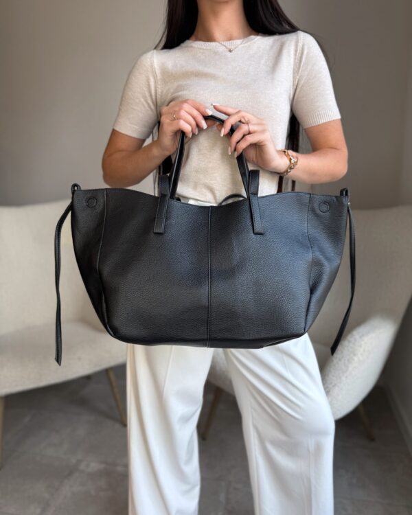 Elegantiška juoda shopper tipo rankinė