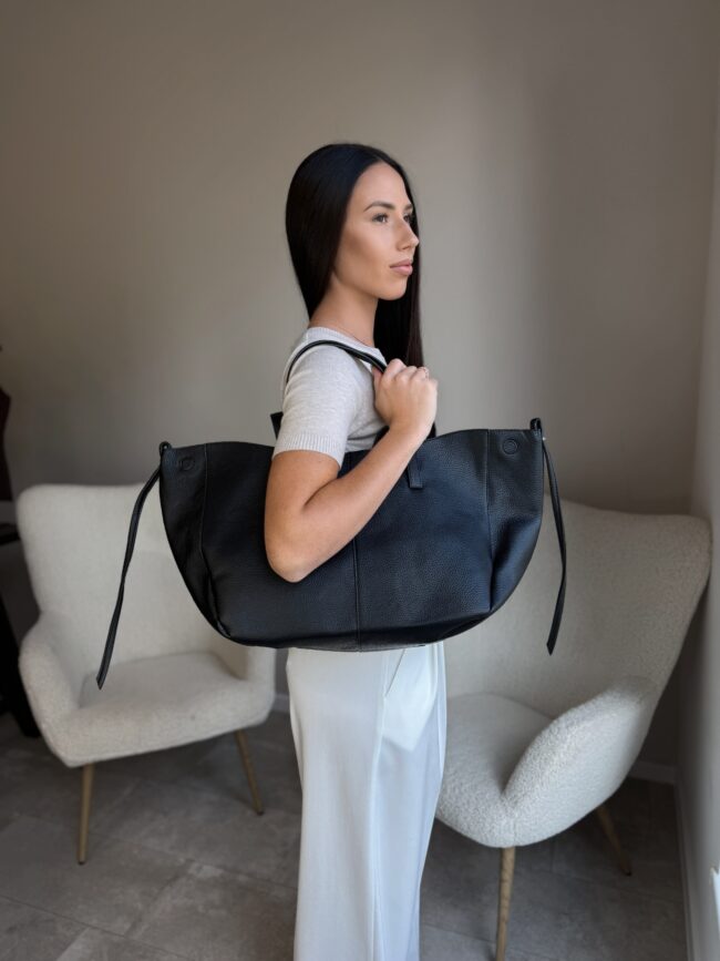 Elegantiška juoda shopper tipo rankinė - Image 2