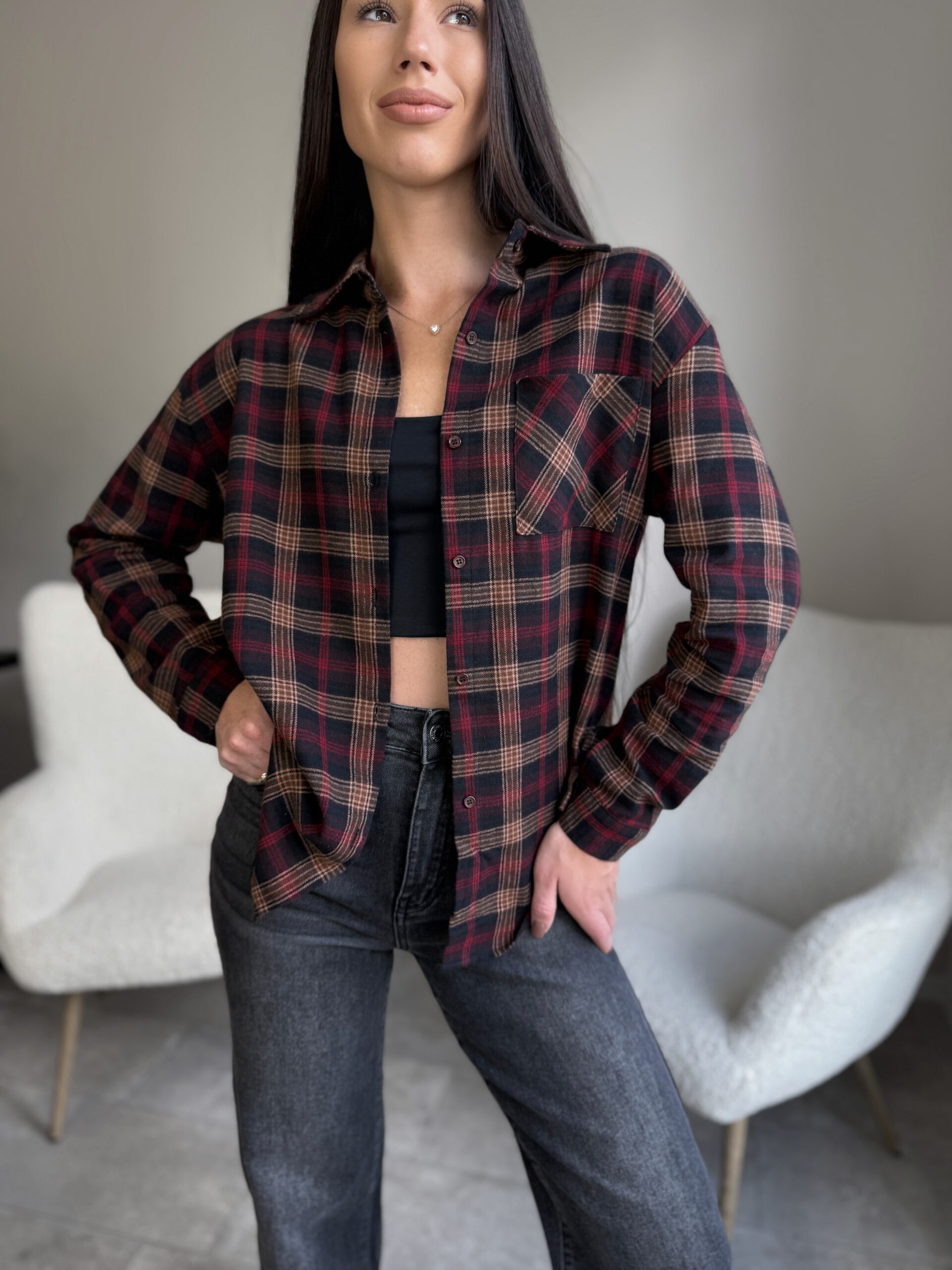 Languoti marškiniai Bordo