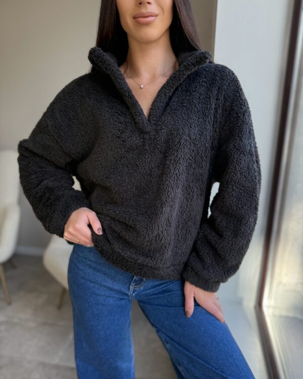 Tamsiai rudas universalus Teddy megztinis