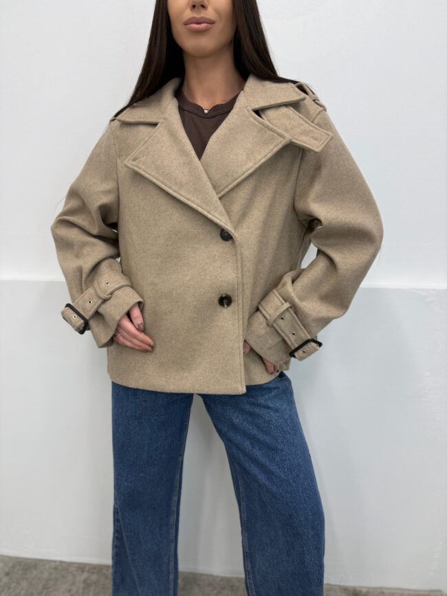 Trumpas Beige paltas