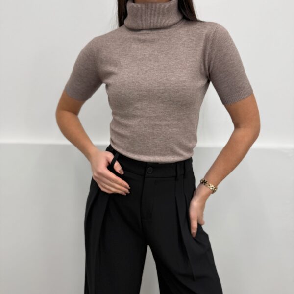 Taupe golfa trumpomis rankovėmis