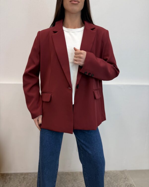 Oversize stiliaus bordo švarkas