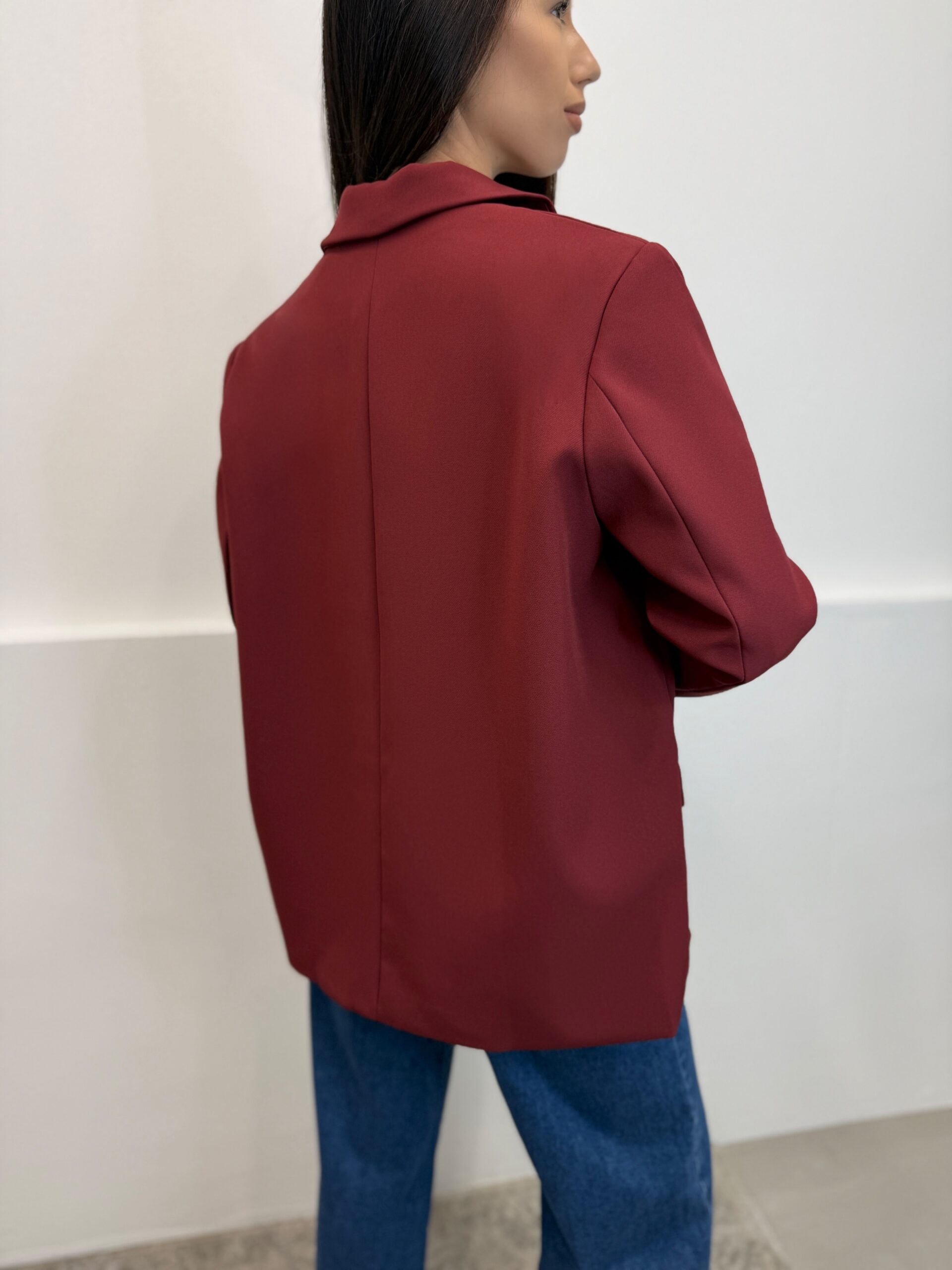 Oversize stiliaus bordo švarkas - Image 2