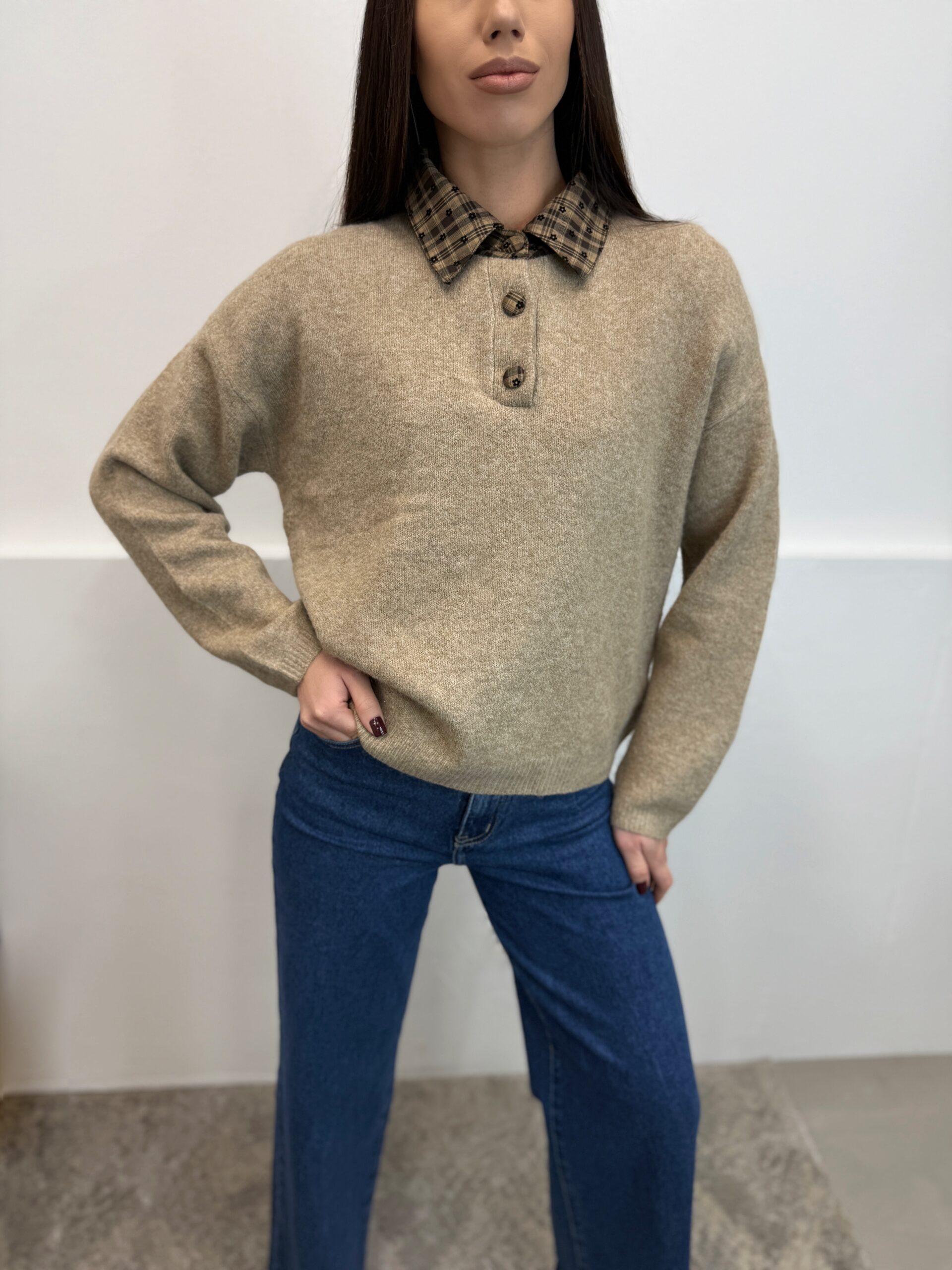 Taupe megztinis marškinių imitacija - Image 2