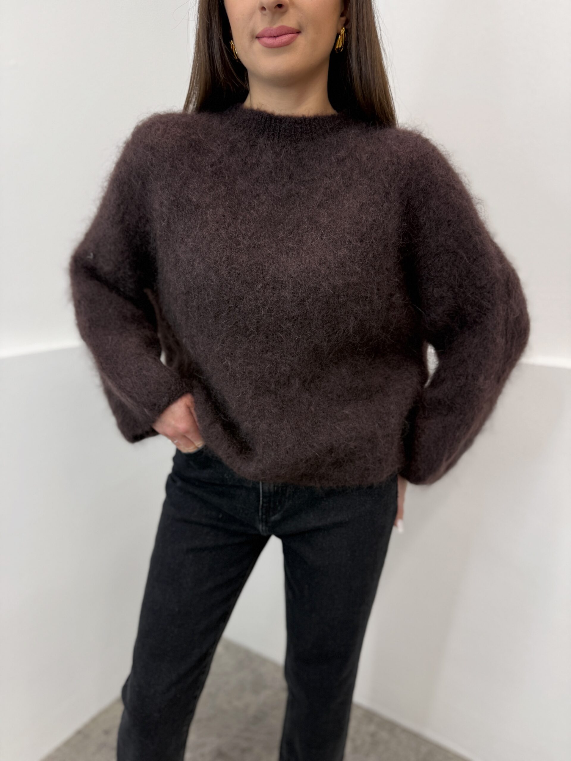 Rudos spalvos megztinis 80% Kid Mohair - Image 2