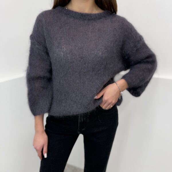 Megztinis 3/4 rankoves Pilkas 80% Kid Mohair