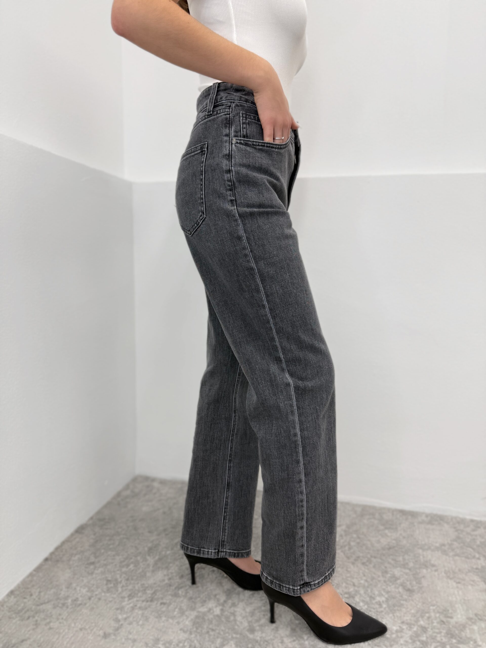 Džinsai tamsiai pilki Short Grey - Image 3